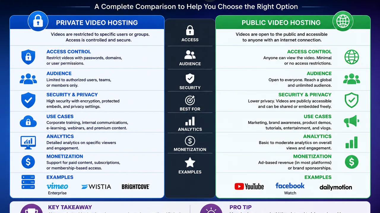 Private Video Hosting vs Public Video Hosting: Which Is Better in 2026?